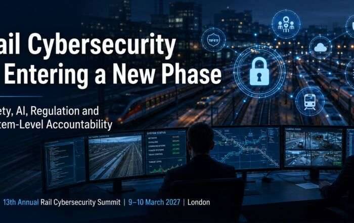 Rail Cybersecurity, Rail Safety, Digital Safety, Operational Technology, OT Security, Artificial Intelligence, AI Governance, NIS2, Cyber Resilience Act, Rolling Stock Cybersecurity, Railway Regulation, Critical Infrastructure, Supply Chain Security, Railway Interoperability, Incident Response, Operational Resilience, Software Assurance, Legacy Systems, ERTMS, FRMCS