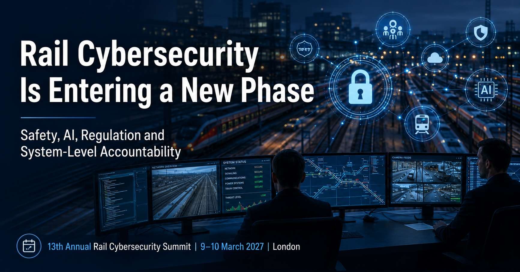Rail Cybersecurity, Rail Safety, Digital Safety, Operational Technology, OT Security, Artificial Intelligence, AI Governance, NIS2, Cyber Resilience Act, Rolling Stock Cybersecurity, Railway Regulation, Critical Infrastructure, Supply Chain Security, Railway Interoperability, Incident Response, Operational Resilience, Software Assurance, Legacy Systems, ERTMS, FRMCS